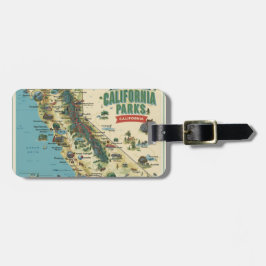 Etiqueta De Bagagem Vintage Illustrated California Parks Map Art