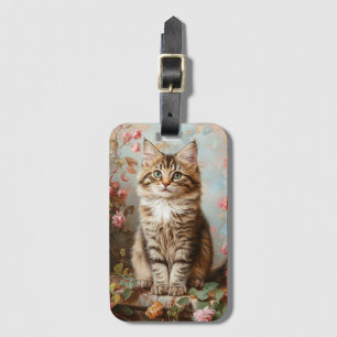 Etiqueta De Bagagem Vintage Maine Coon Kitten Pintura