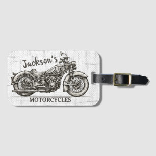 Etiqueta De Bagagem Vintage Motorcycle Personalized NAME Garage