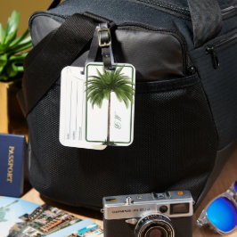Etiqueta De Bagagem Vintage Palm Tree Tropical Elegante Momgram