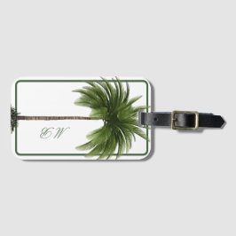 Etiqueta De Bagagem Vintage Palm Tree Tropical Elegante Momgram