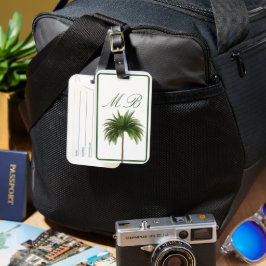 Etiqueta De Bagagem Vintage Palm Tree Tropical Elegante Momgram