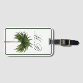 Etiqueta De Bagagem Vintage Palm Tree Tropical Elegante Momgram