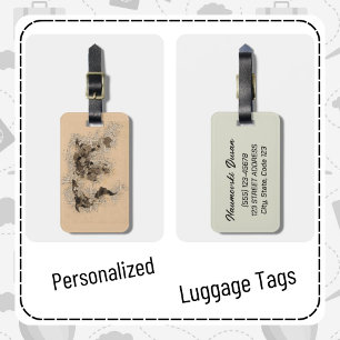 Etiqueta De Bagagem Vintage Personalizado - Antiguidade do Mapa Mundia