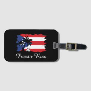 Etiqueta De Bagagem Vintage Porto Rico Flag Coqui Boricua