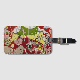 Etiqueta De Bagagem Vintage Retro Circus Animals Ring Theme