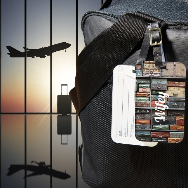 Etiqueta De Bagagem Vintage Suitcase Wifey Viagem Wanderlust Foto (Criador carregado)