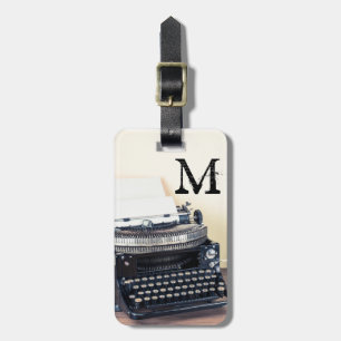 Etiqueta De Bagagem Vintage Type Writer Victorian Monographic Tag.