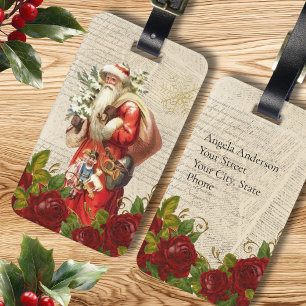 Etiqueta De Bagagem Vintage Victorian Santa Claus Antique Decoupage