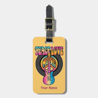 Etiqueta De Bagagem Vinyl Peace Love Music