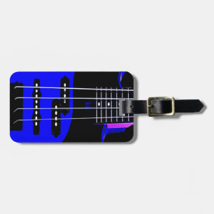 Etiqueta De Bagagem Violão Artístico Azul e Preto
