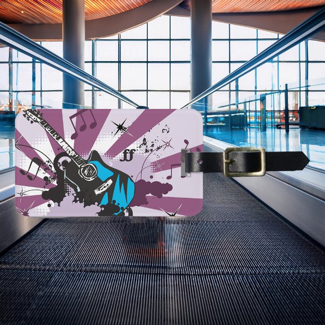 Etiqueta De Bagagem Violão azul (Criador carregado)