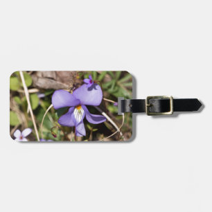 Etiqueta De Bagagem Violeta de Pássaros com Bluets