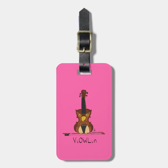 Etiqueta De Bagagem Violin Funny Musico Cartoon (Frente Vertical)