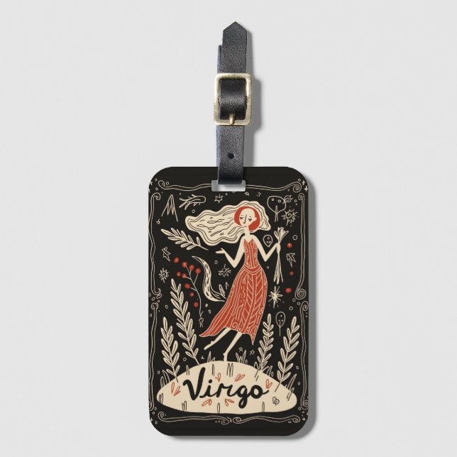Etiqueta de Bagagem Virgo Celestial Zodiac Art (Frente Vertical)