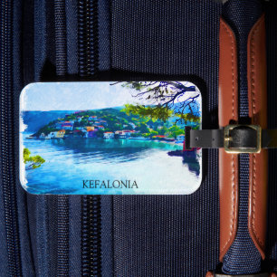Etiqueta De Bagagem Visão Panorama da Grécia Kefalonia