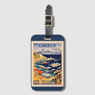 Etiqueta De Bagagem Visite Atenas, poster de viagens de Grécia