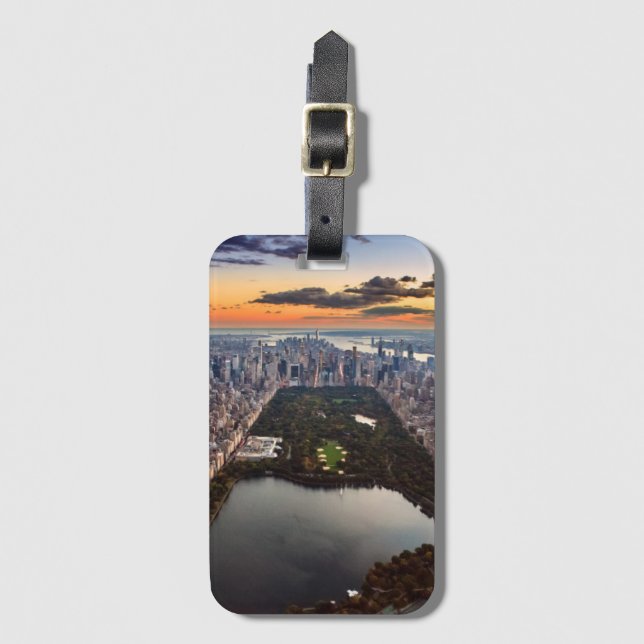 Etiqueta De Bagagem Vista aérea do Central Park no Sunset (Frente Vertical)