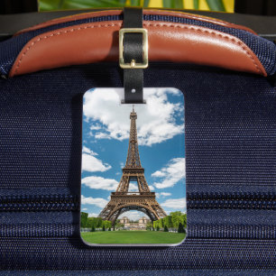 Etiqueta De Bagagem Vista da Torre Eiffel do Parque Público Champ de M