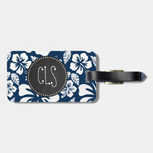 Etiqueta De Bagagem Vista de Quadro Tropical Azul-Meia-Noite Escuro