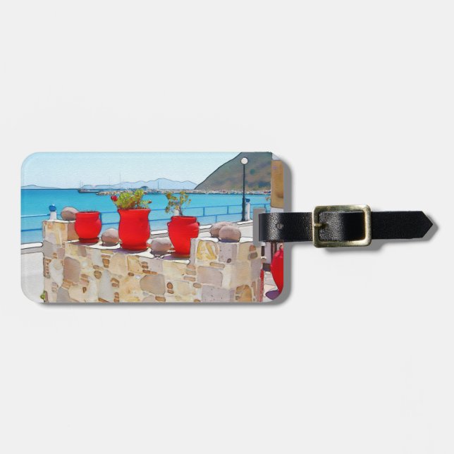 Etiqueta De Bagagem Vista do mar de aquarelas (Frente Horizontal)