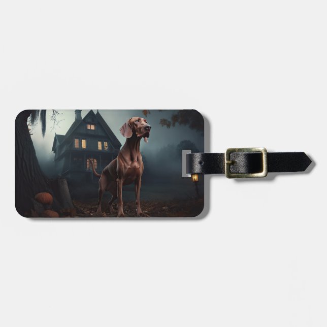 Etiqueta De Bagagem Vizsla Halloween Scary (Frente Horizontal)