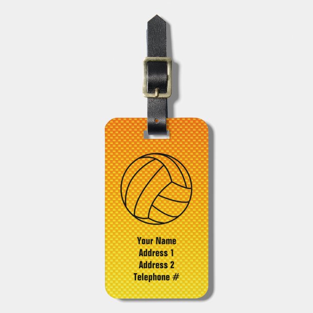 Etiqueta De Bagagem Voleibol amarelo alaranjado (Frente Vertical)