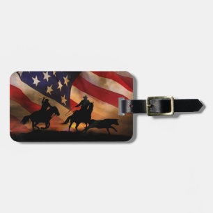 Etiqueta De Bagagem Vovô Rustic Team Ropboys da Bandeira Americana