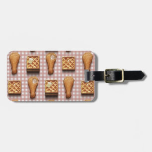 Etiqueta De Bagagem waffles de frango gingham