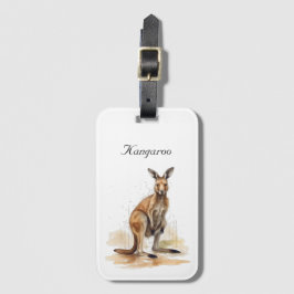 Etiqueta De Bagagem Wanderer de Outback: Costume de Watercolor Kangaro