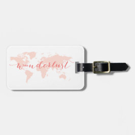 Etiqueta De Bagagem Wanderlust, desejo viajar, mapa do mundo