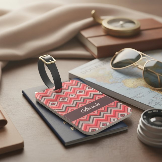 Etiqueta De Bagagem Warm Chevron (Criador carregado)