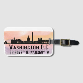 Etiqueta De Bagagem Washington DC Skyline Latitude e Longitude