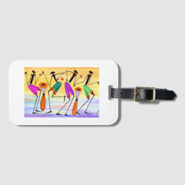 Etiqueta De Bagagem Watercolor, African Art Expressing Happiness 