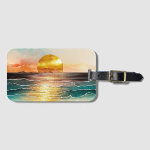 Etiqueta De Bagagem Watercolor Beach Series Design 3
