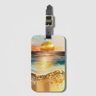 Etiqueta De Bagagem Watercolor Beach Series Design 3
