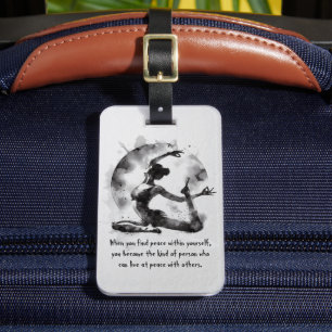 Etiqueta De Bagagem Watercolor Yoga Reiki - Pose Rei Pigeon De Uma Per