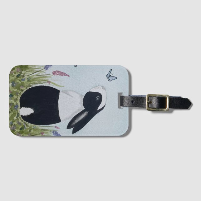 Etiqueta De Bagagem Watercolour Dutch Bunny Rabbit (Frente Horizontal)