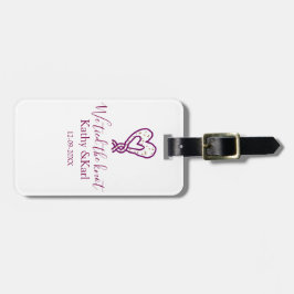 Etiqueta De Bagagem We tied the knot pink heart knots name date romant