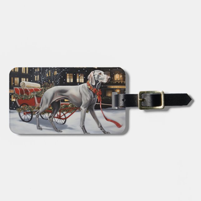 Etiqueta De Bagagem Weimaraner Christmas Fesason Season (Frente Horizontal)