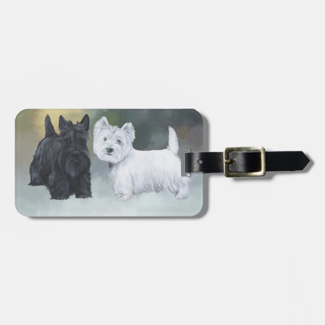 Etiqueta De Bagagem Westie Scottie Wintertime (Frente Horizontal)