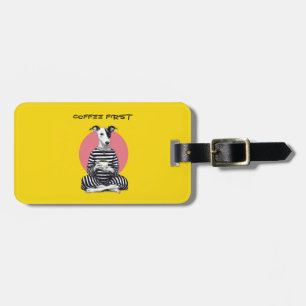 Etiqueta De Bagagem Whippet Coffee Time – Cachorro Antigo Excêntrico