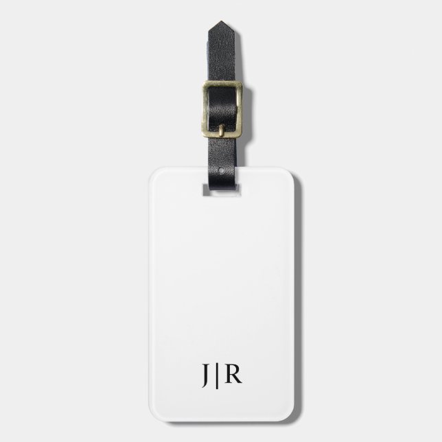 Etiqueta De Bagagem White and Black I Modern Monogram (Frente Vertical)