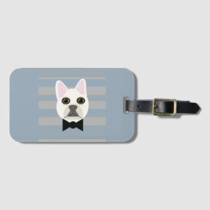 Etiqueta De Bagagem White French Bulldog, Stripes