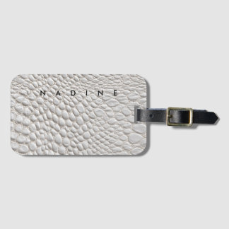Etiqueta De Bagagem White leather texture