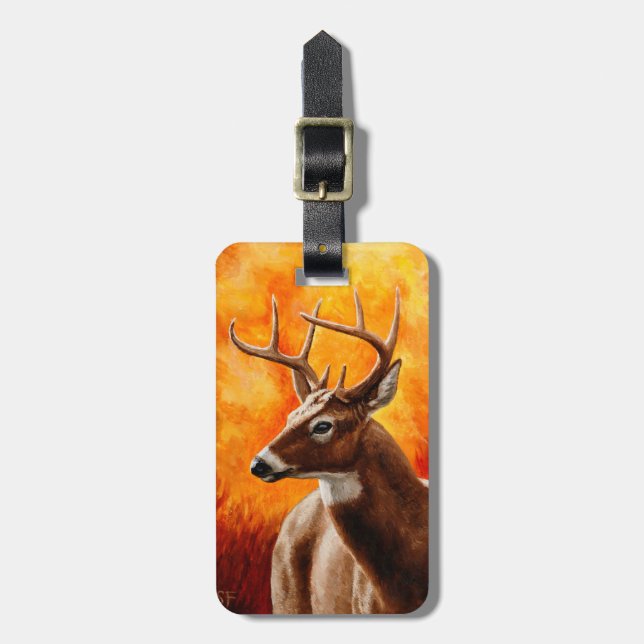 Etiqueta De Bagagem Whitetail Deer Trophy Buck Head (Frente Vertical)