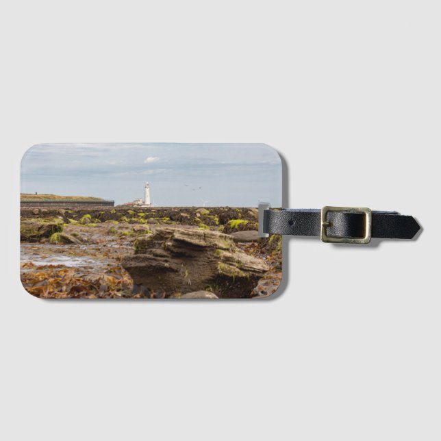 Etiqueta De Bagagem Whitley Bay lighthouse  (Frente Horizontal)