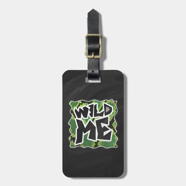 Etiqueta De Bagagem Wild Me Cobra Black and Green Impressão (Frente Vertical)