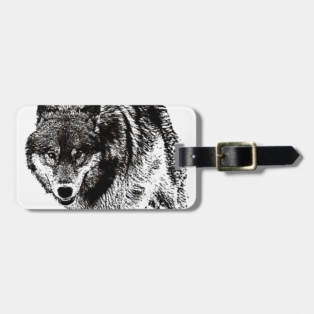 Etiqueta De Bagagem Wild Wolf (Frente Horizontal)