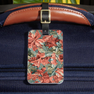 Etiqueta De Bagagem William Morris Acanto Ferrugem Vermelho Sage Verde